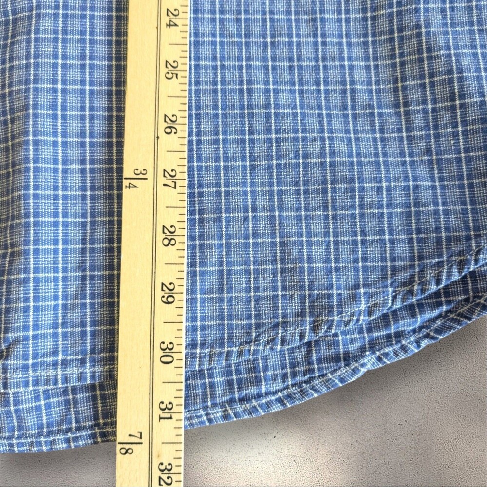 Wrangler HERO Blue Plaid Short Sleeve Button Up Shirt Menswear Casual LARGE - Picture 9 of 9